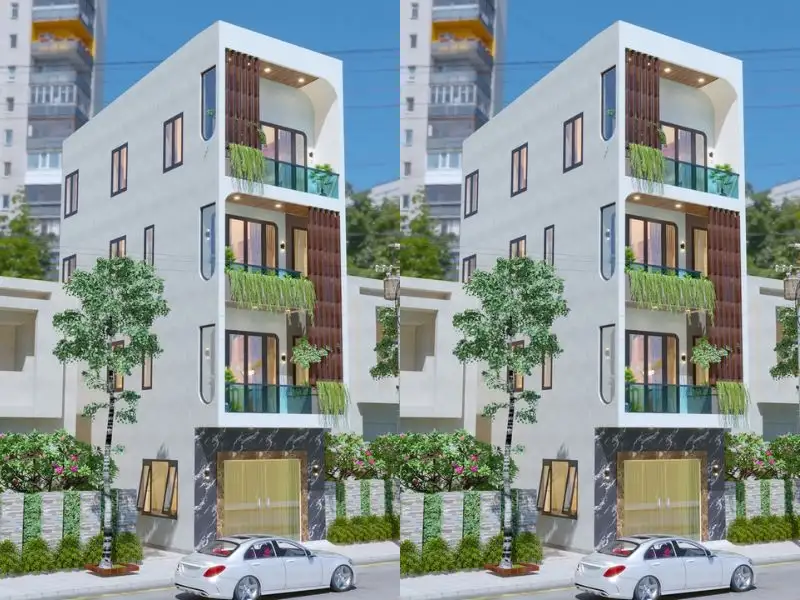 Thiết kế nhà 60m2 mặt tiền 5m 4 tầng mái bằng với gam màu trang nhã Xây dựng Nhất Tín 1