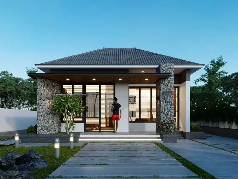 Thiết kế nhà 70m2 1 tầng mái Nhật có sân vườn lớn Xây dựng Nhất Tín 1