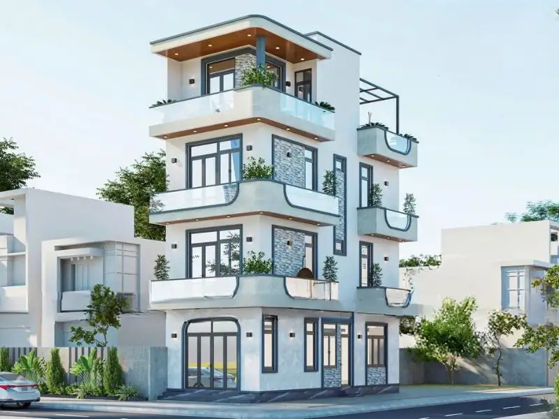 Thiết kế nhà 70m2 4 tầng (5x14m) có ban công lớn tạo không gian thư giãn Xây dựng Nhất Tín 1
