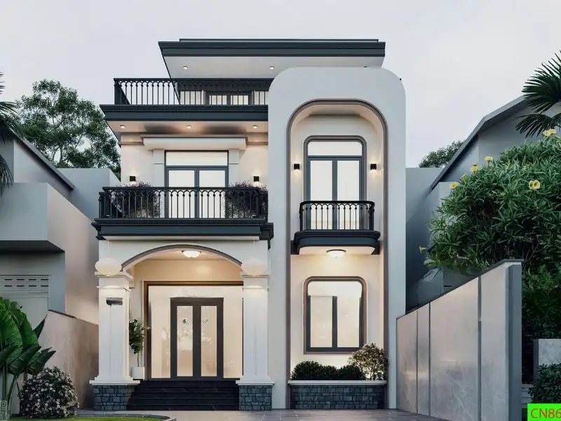 Thiết kế nhà 80m2 3 phòng ngủ có tum thanh lịch Xây dựng Nhất Tín 1