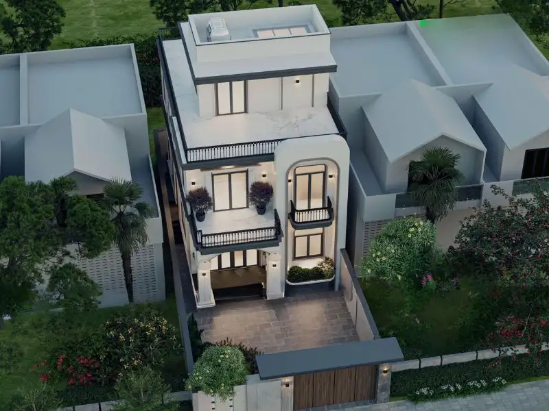 Thiết kế nhà 80m2 3 phòng ngủ có tum thanh lịch Xây dựng Nhất Tín 1