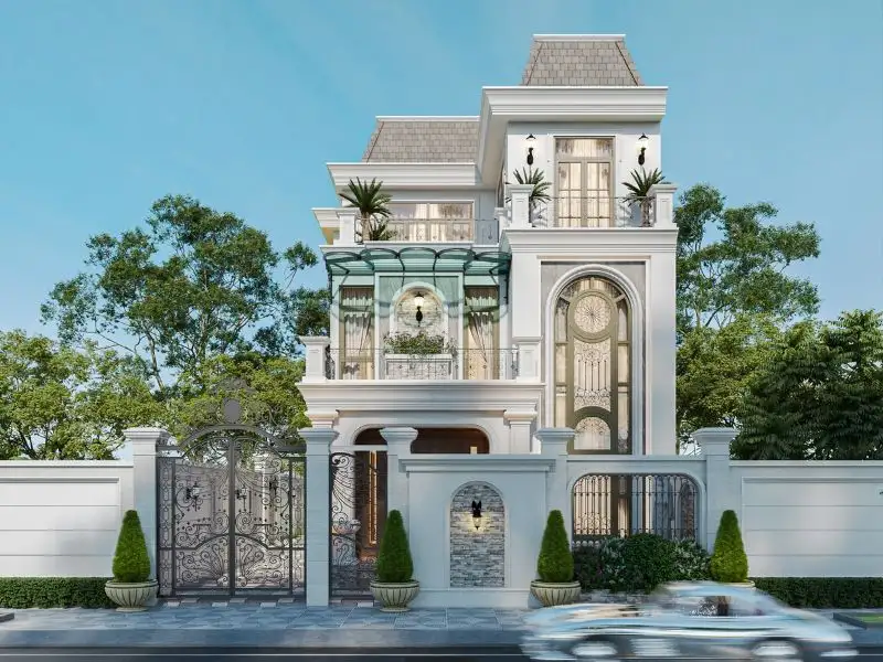 Thiết kế nhà hình vuông 10x10m phong cách Châu Âu xây dựng Nhất Tín 1