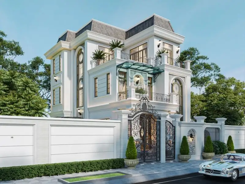 Thiết kế nhà hình vuông 10x10m phong cách Châu Âu xây dựng Nhất Tín 1