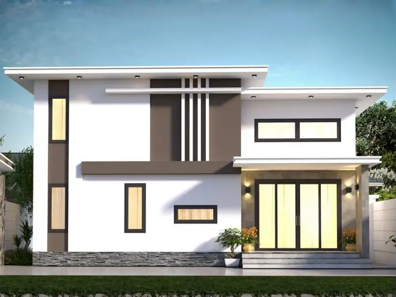 Thiết kế nhà mặt tiền 11m sâu 8m có gác lửng với đường nét đơn giản Xây dựng Nhất Tín 1
