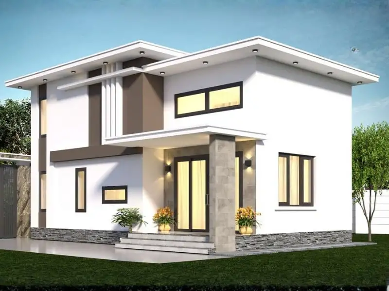 Thiết kế nhà mặt tiền 11m sâu 8m có gác lửng với đường nét đơn giản Xây dựng Nhất Tín 2
