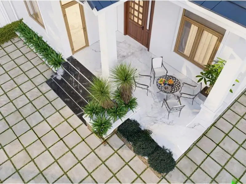 Thiết kế nhà mặt tiền 11m sâu 8m mái Thái có gam màu trắng chủ đạo Xây dựng Nhất Tín 1