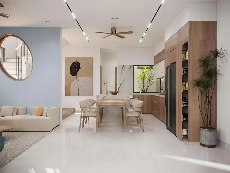 Thiết kế nhà mặt tiền 12m sâu 5m 3 tầng 1 tum với không gian sống xanh Hiện Đại Xây dựng Nhất Tín 1