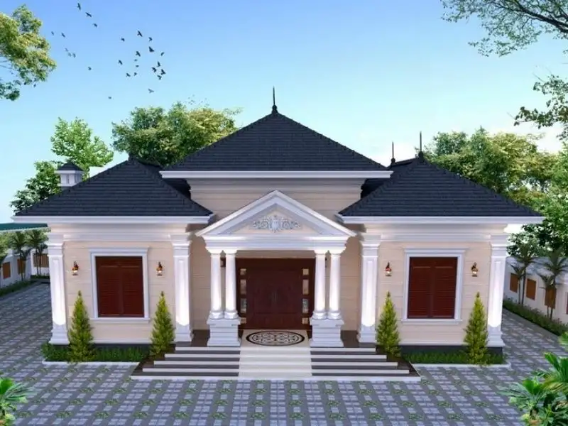 Thiết kế nhà mặt tiền 15m sâu 10m 1 tầng mái Nhật thanh thoát có khuôn viên rộng rãi Xây dựng Nhất Tín 1
