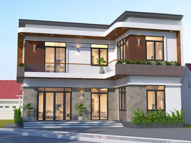 Thiết kế nhà mặt tiền 15m sâu 10m chữ L mái bằng Hiện Đại Xây dựng Nhất Tín 1
