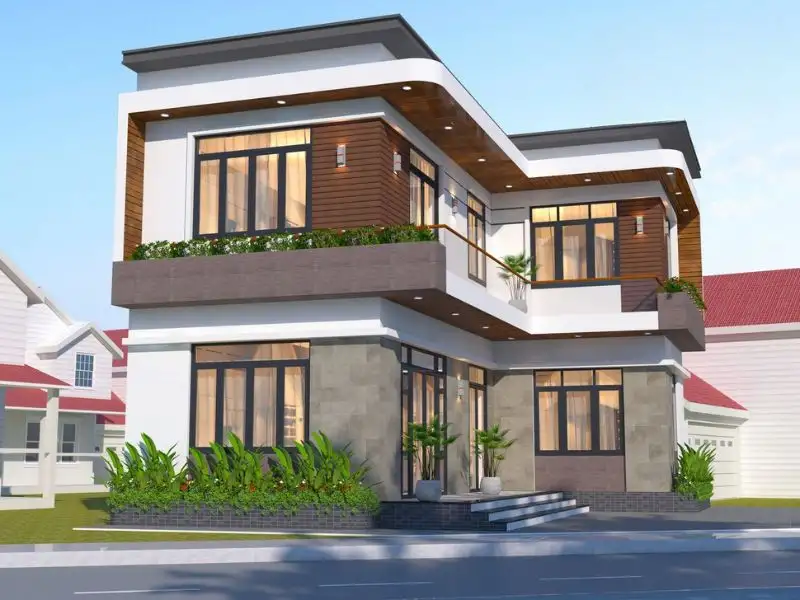 Thiết kế nhà mặt tiền 15m sâu 10m chữ L mái bằng Hiện Đại Xây dựng Nhất Tín 1