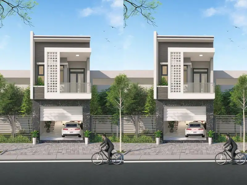 Thiết kế nhà phố 50m2 đẹp 2 tầng sử dụng gạch thông gió phía mặt tiền Xây dựng Nhất Tín 1