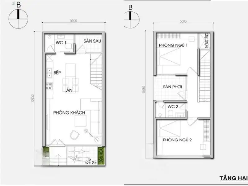 Thiết kế nhà phố 50m2 đẹp 2 tầng sử dụng gạch thông gió phía mặt tiền Xây dựng Nhất Tín 1