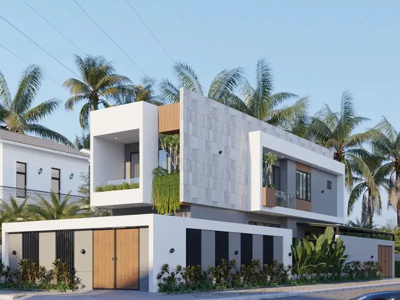 Thiết kế nhà phố 60m2 lô góc có 2 mặt tiền ấn tượng Xây dựng Nhất Tín 1