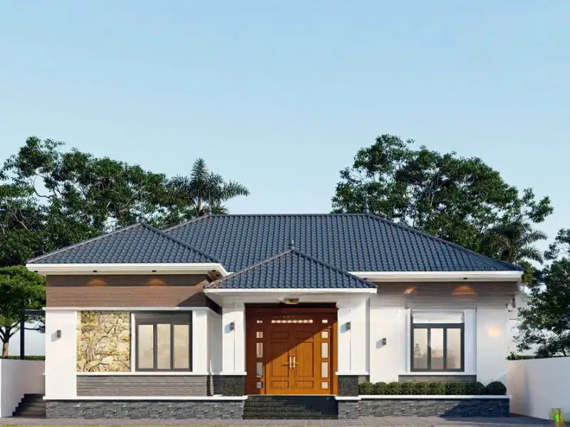 Xây nhà 1 tầng 75m2 mái Nhật rộng thoáng với khu giặt phơi tách biệt Xây dựng Nhất Tín 1