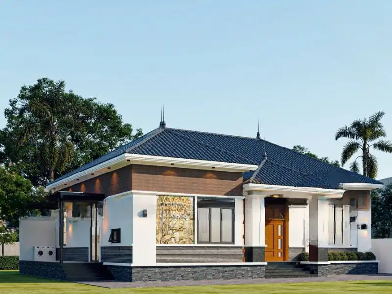 Xây nhà 1 tầng 75m2 mái Nhật rộng thoáng với khu giặt phơi tách biệt Xây dựng Nhất Tín 1