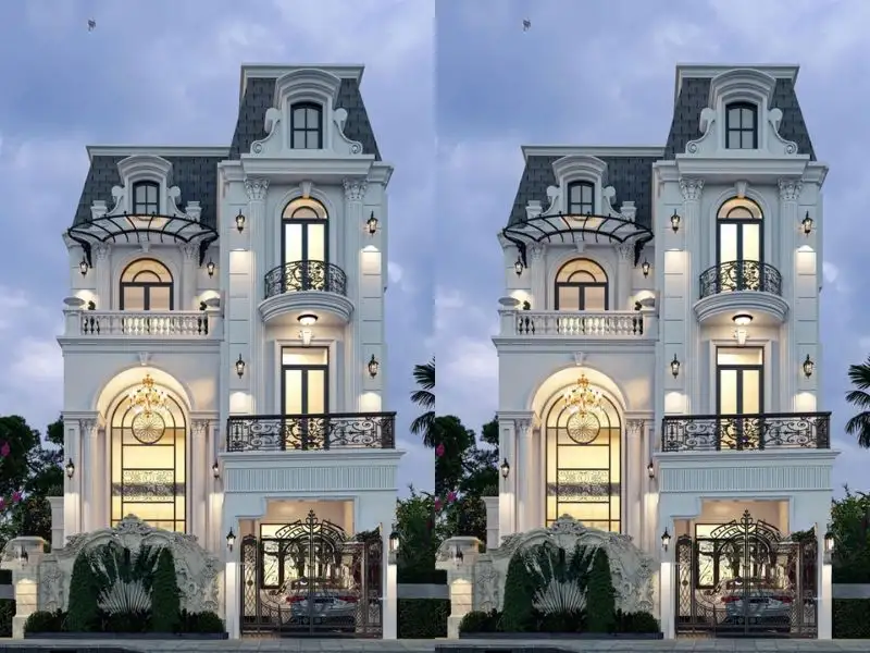 Ý tưởng xây nhà 9x8m2 3 tầng tân Cổ Điển có phào chỉ tinh tế Xây dựng Nhất Tín 1