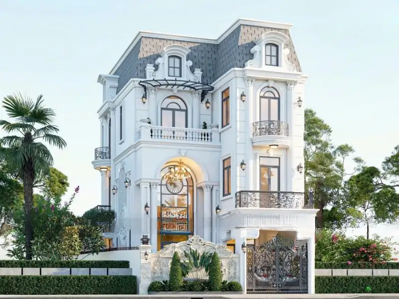 Ý tưởng xây nhà 9x8m2 3 tầng tân Cổ Điển có phào chỉ tinh tế Xây dựng Nhất Tín 1