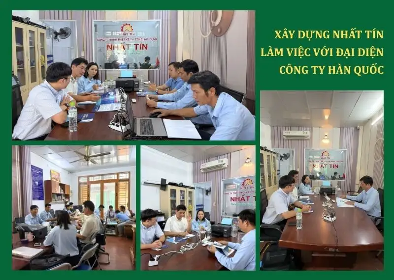 xây dựng nhất tín làm việc với đại diện công ty hàn quốc về gạch lát thấm nước chống ngập lụt 1