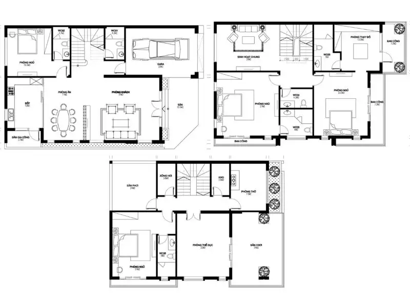 Bản vẽ 2D mặt bằng nhà 200m2 bố trí tiện ích thông minh Xây dựng Nhất Tín 1
