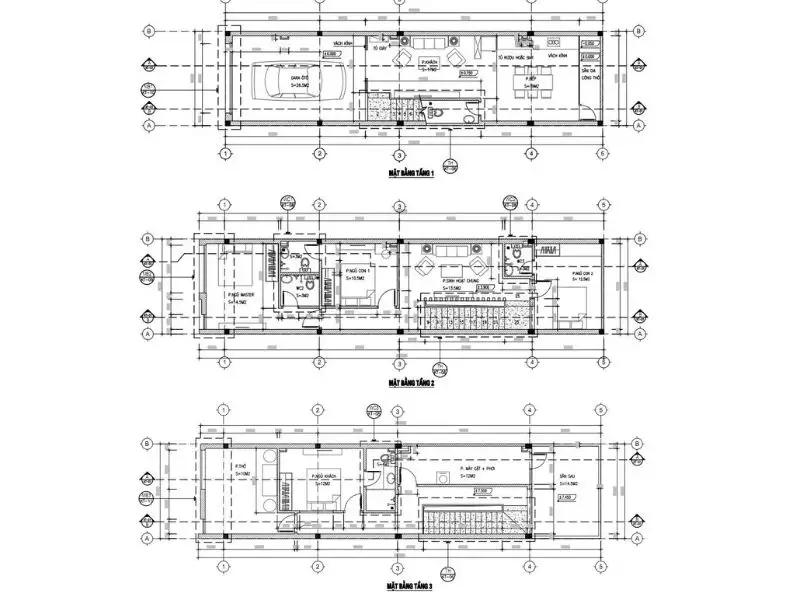 Bản vẽ bố trí công năng 2D mẫu nhà phố 90m2 tối ưu diện tích Xây dựng Nhất Tín 1