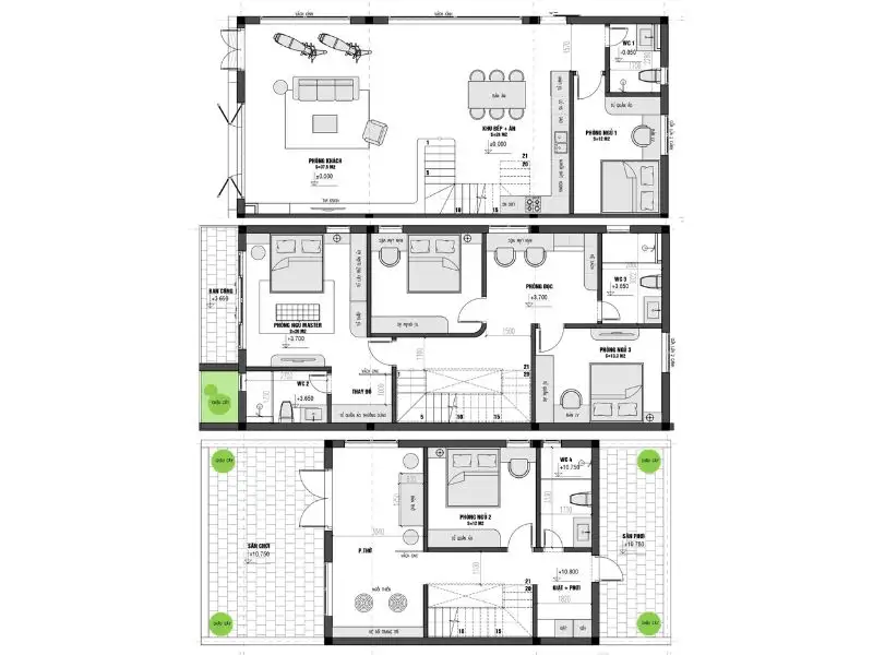 Bản vẽ bố trí công năng nhà 150m2 đầy tiện ích Xây dựng Nhất Tín 1