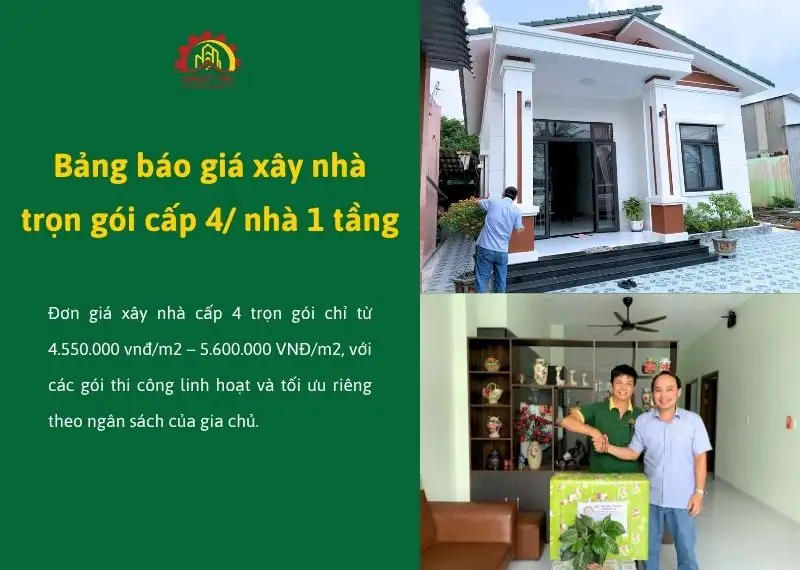 Giá xây dựng nhà cấp 4_ nhà 1 tầng Xây dựng Nhất Tín