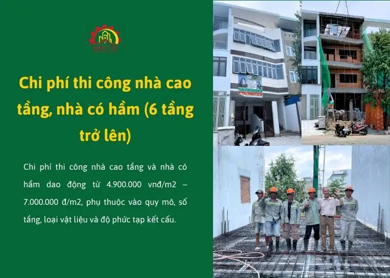 Chi phí thi công nhà cao tầng, nhà có hầm Xây dựng Nhất Tín