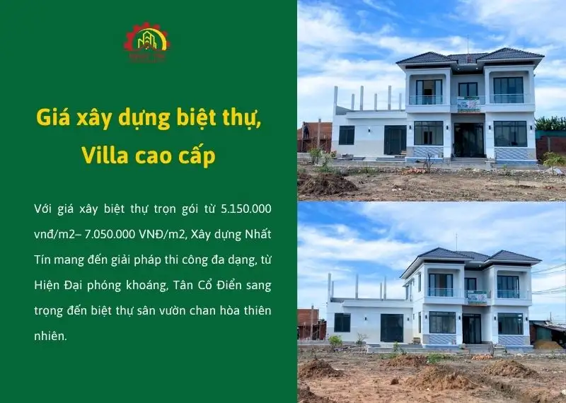 Giá xây dựng biệt thự cao cấp Xây dựng Nhất Tín
