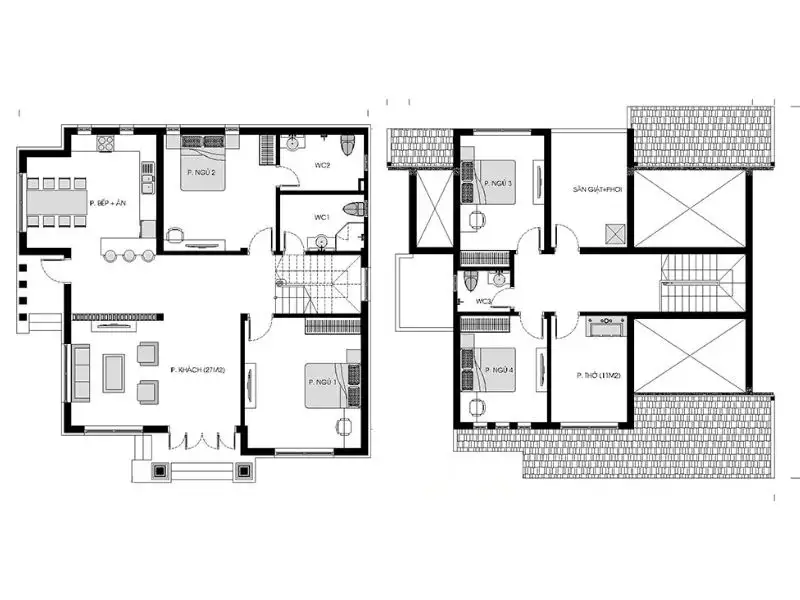 Gợi ý các phương án bố trí công năng tiện ích nhà 140m2 theo từng quy mô Xây dựng Nhất Tín 1