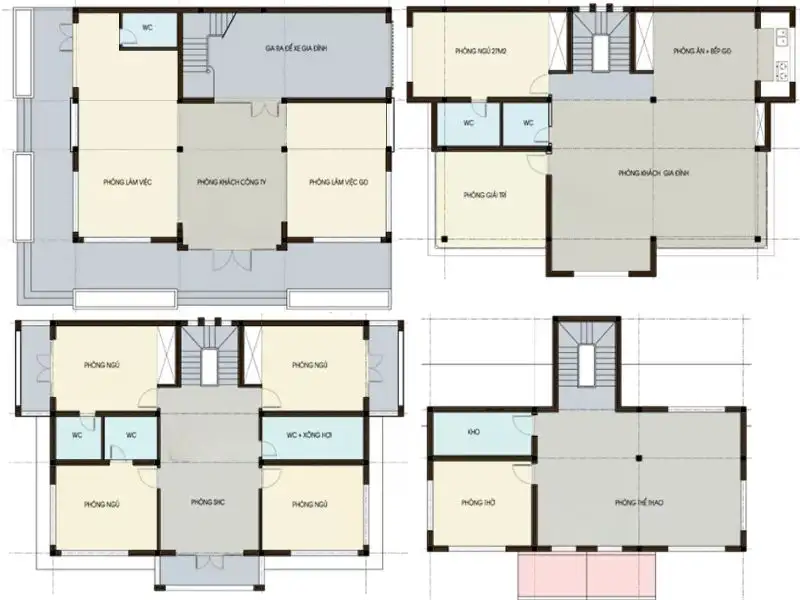 Gợi ý các phương án bố trí công năng tiện ích nhà 140m2 theo từng quy mô Xây dựng Nhất Tín 1