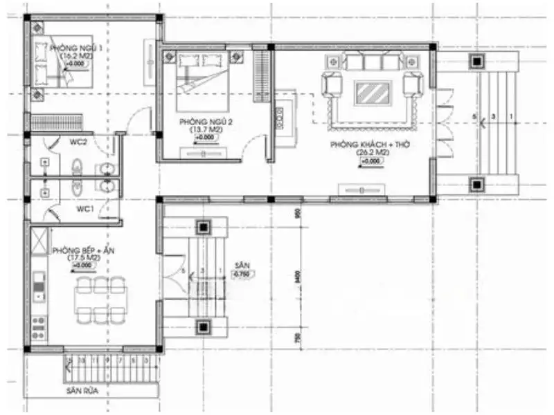 Gợi ý một số phương án bố trí công năng 2D mẫu nhà đẹp hình chữ L Xây dựng Nhất Tín 5