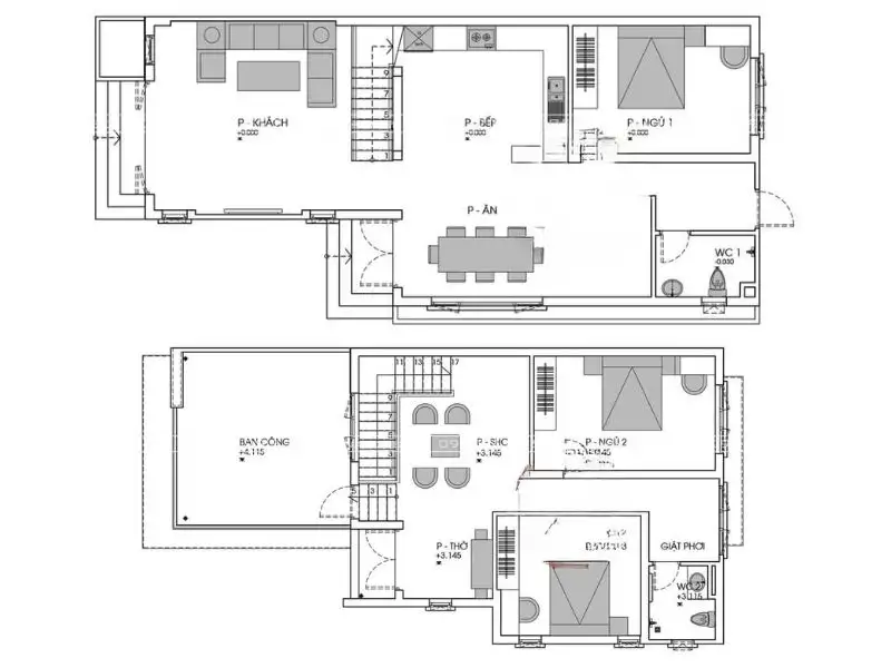 Gợi ý một số phương án bố trí công năng 2D mẫu nhà đẹp hình chữ L Xây dựng Nhất Tín 5