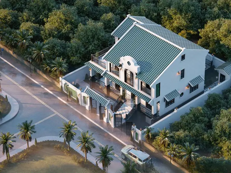 Mặt tiền nhà 15x10 phong cách Indochine ấn tượng với nét đẹp vượt thời gian Xây dựng Nhất Tín 1