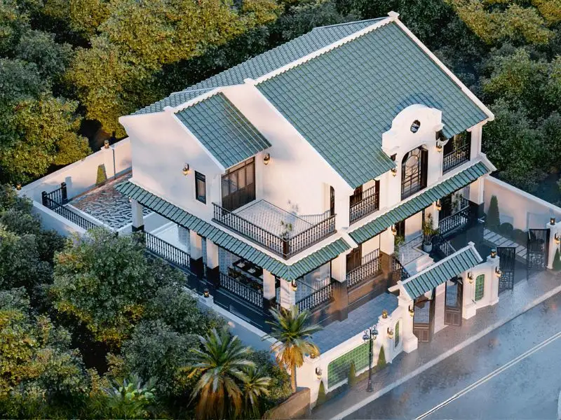 Mặt tiền nhà 15x10 phong cách Indochine ấn tượng với nét đẹp vượt thời gian Xây dựng Nhất Tín 1