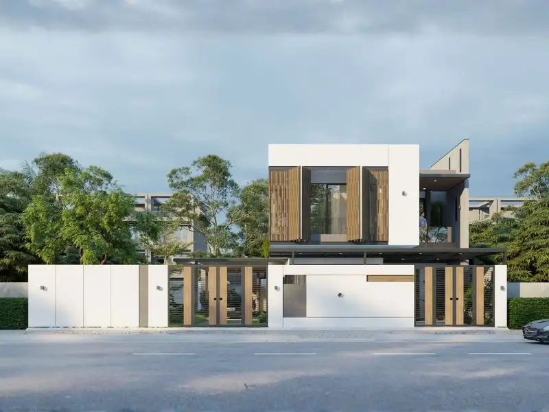 Mẫu biệt thự mặt bằng nhà phố 200m2 (8x20m) tối giản Hiện Đại cho gia đình thành thị Xây dựng Nhất Tín 1