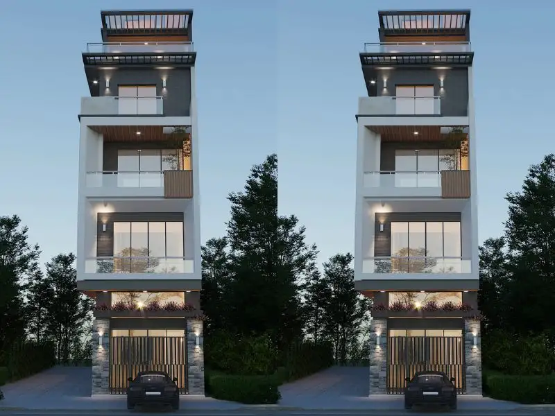 Mẫu nhà 100m2 5x20 với quy mô 4 tầng 1 tum Hiện Đại Xây dựng Nhất Tín 1