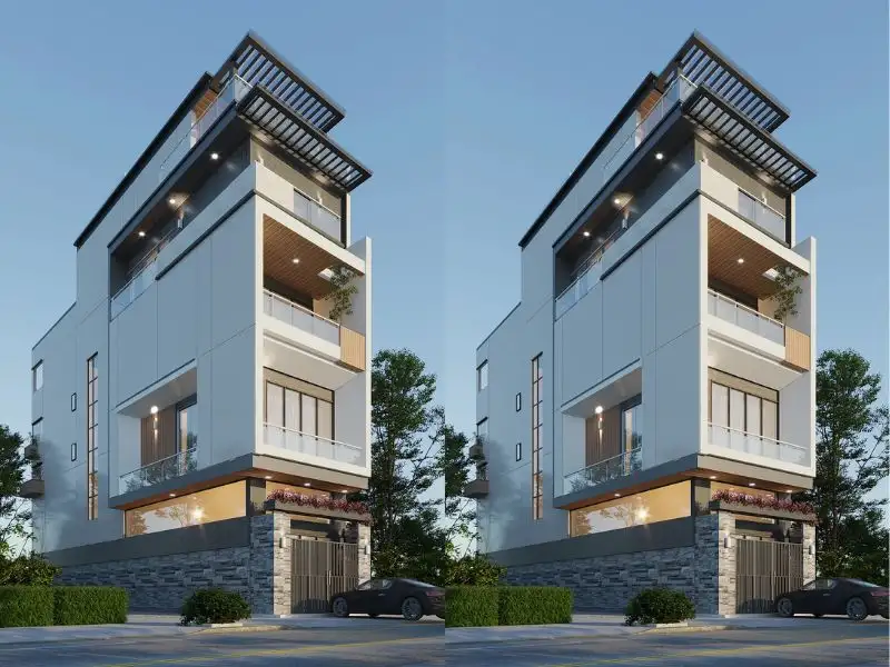 Mẫu nhà 100m2 5x20 với quy mô 4 tầng 1 tum Hiện Đại Xây dựng Nhất Tín 1