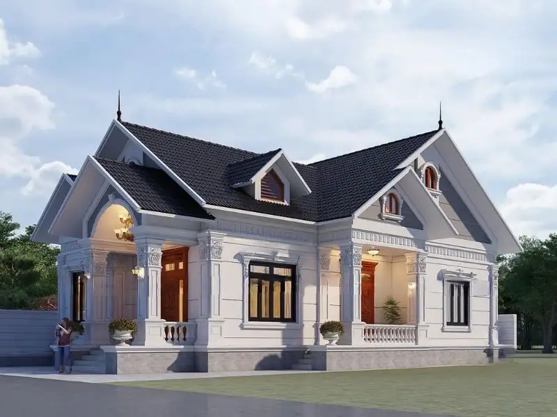 Mẫu nhà cấp 4 diện tích 150m2 mặt tiền 10m nổi bật với kiến trúc mái Thái Xây dựng Nhất Tín 2