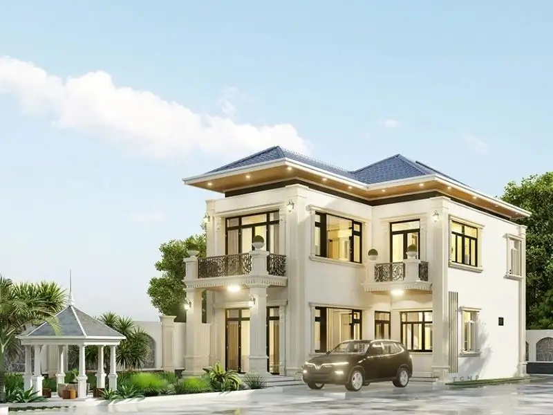 Mẫu nhà đẹp 2 tầng 150m2 (6x25m) mái Nhật Tân Cổ Điển sở hữu sân vườn thoáng mát cho tổ ấm bình yên Xây dựng Nhất Tín 1