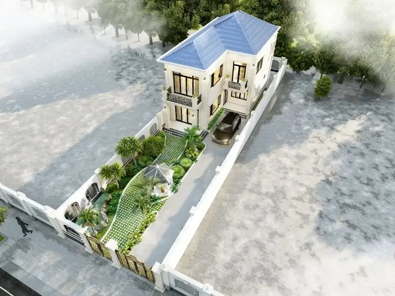 Mẫu nhà đẹp 2 tầng 150m2 (6x25m) mái Nhật Tân Cổ Điển sở hữu sân vườn thoáng mát cho tổ ấm bình yên Xây dựng Nhất Tín 1