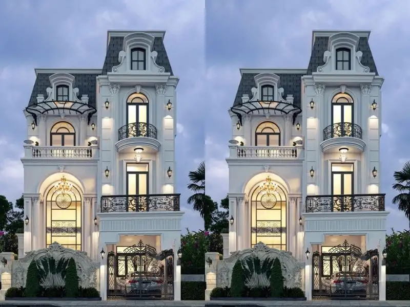 Mẫu nhà đẹp chữ L 100m2 mái Pháp kết hợp phong cách Tân Cổ Điển sang trọng Xây dựng Nhất Tín 2