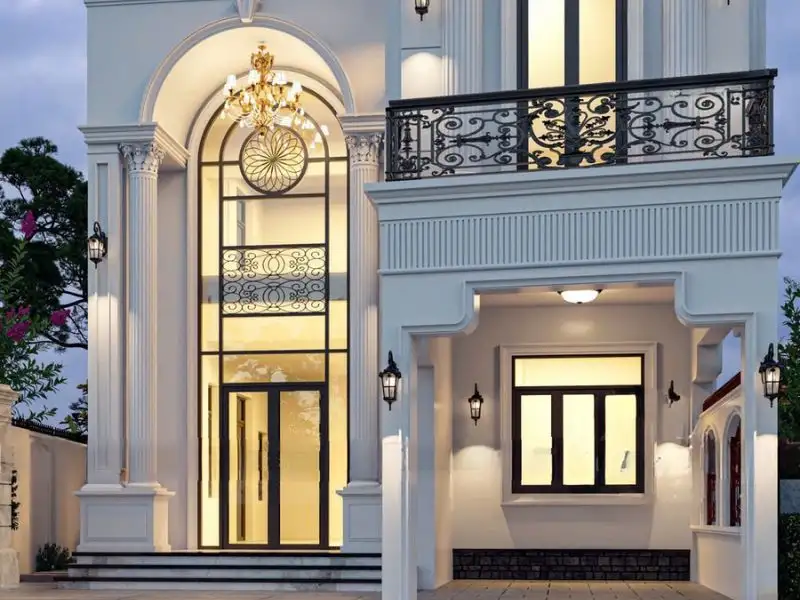 Mẫu nhà đẹp chữ L 100m2 mái Pháp kết hợp phong cách Tân Cổ Điển sang trọng Xây dựng Nhất Tín 2