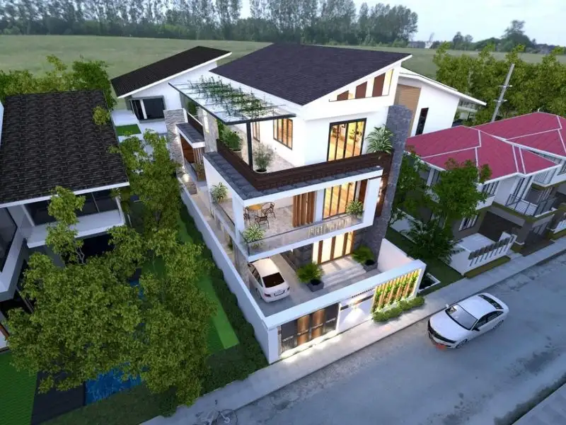 Mẫu nhà e lờ đẹp 3 tầng 80m2 ban công lớn tạo không gian nghỉ dưỡng Xây dựng Nhất Tín 1