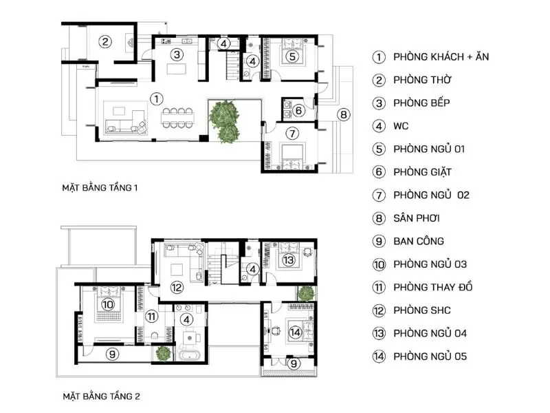 Mẫu nhà mái thái 5 phòng ngủ mang đến không gian sống đáng mơ ước Xây dựng Nhất Tín 1