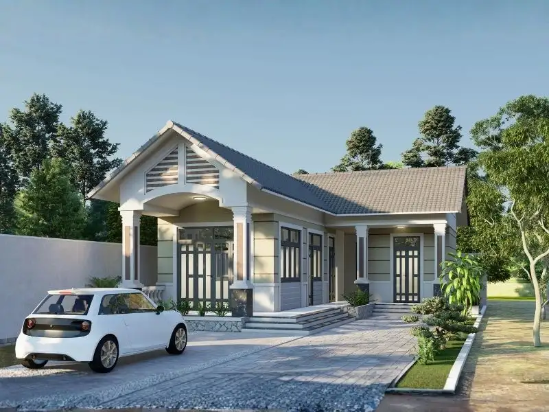 Mẫu nhà mái thái chữ L đẹp mang hơi thở của cuộc sống thanh bình Xây dựng Nhất Tín 1