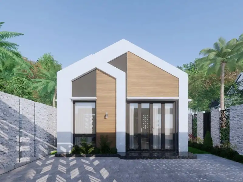 Mẫu nhà ống 100m2 1 tầng mái chữ A kết hợp lam trang trí độc đáo Xây dựng Nhất Tín 1