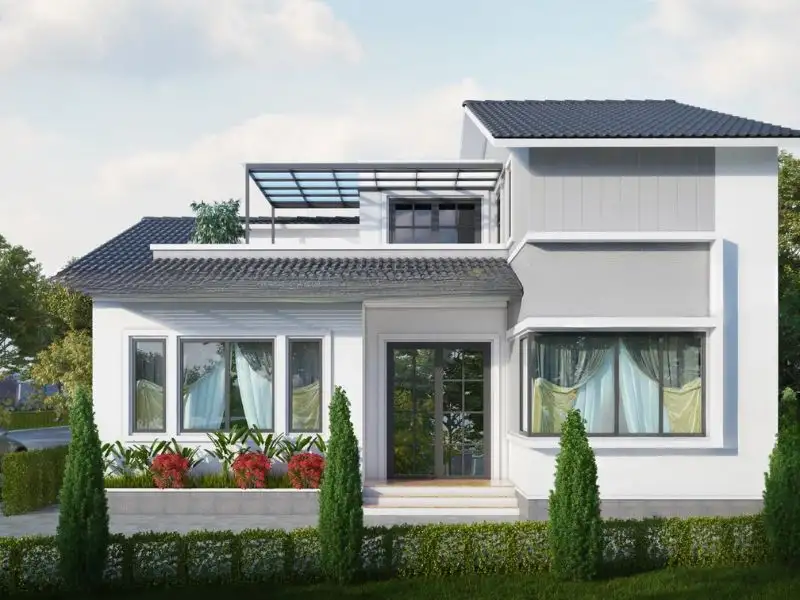 Mẫu thiết kế nhà 100m2 3 phòng ngủ có bố trí sân thượng mới lạ tạo điểm nhấn kiến trúc xây dựng Nhất Tín 1