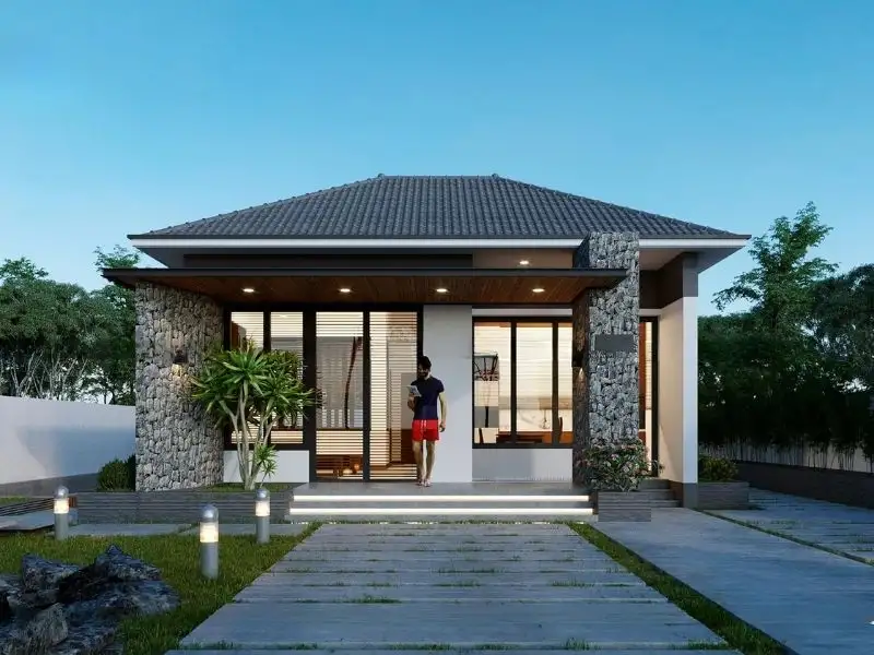 Nhà 100m2 cấp 4 mái Nhật (10x10m) có vườn xanh mát tạo nét đẹp nhẹ nhàng Xây dựng Nhất Tín 1