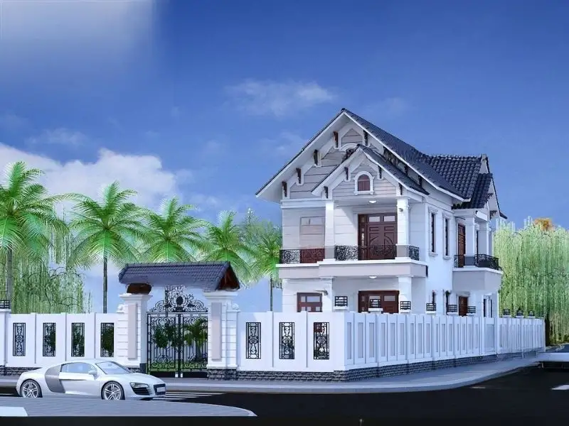 Nhà 2 tầng 4 phòng ngủ 120m2 mái Thái kết hợp sắt mỹ thuật cuốn hút Xây dựng Nhất Tín 1