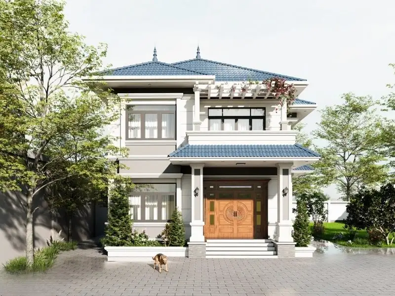 Nhà mái Nhật 2 tầng được yêu thích nhất hiện nay Xây dựng Nhất Tín 1